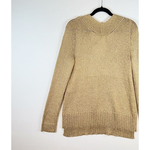 Diane Von Furstenberg Women Sweater Gold Acetate V Neck Pullover Jumper M Medium - Picture 7 of 11